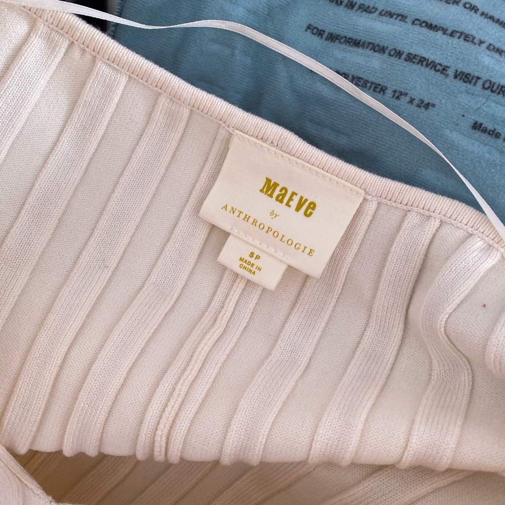 Anthropologie Maeve Cream Ribbed Dress S - Picture 4 of 4